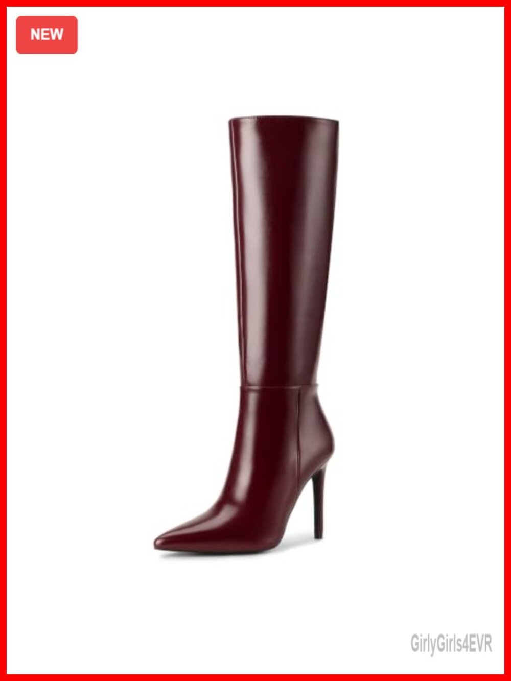 IDIFU Women's Faux Leather Knee High Pointed Toe Stiletto Boots